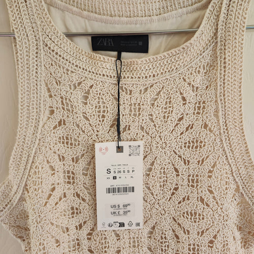 Viral Zara Fringed Crochet Boho Hippie Dress brand new with tags