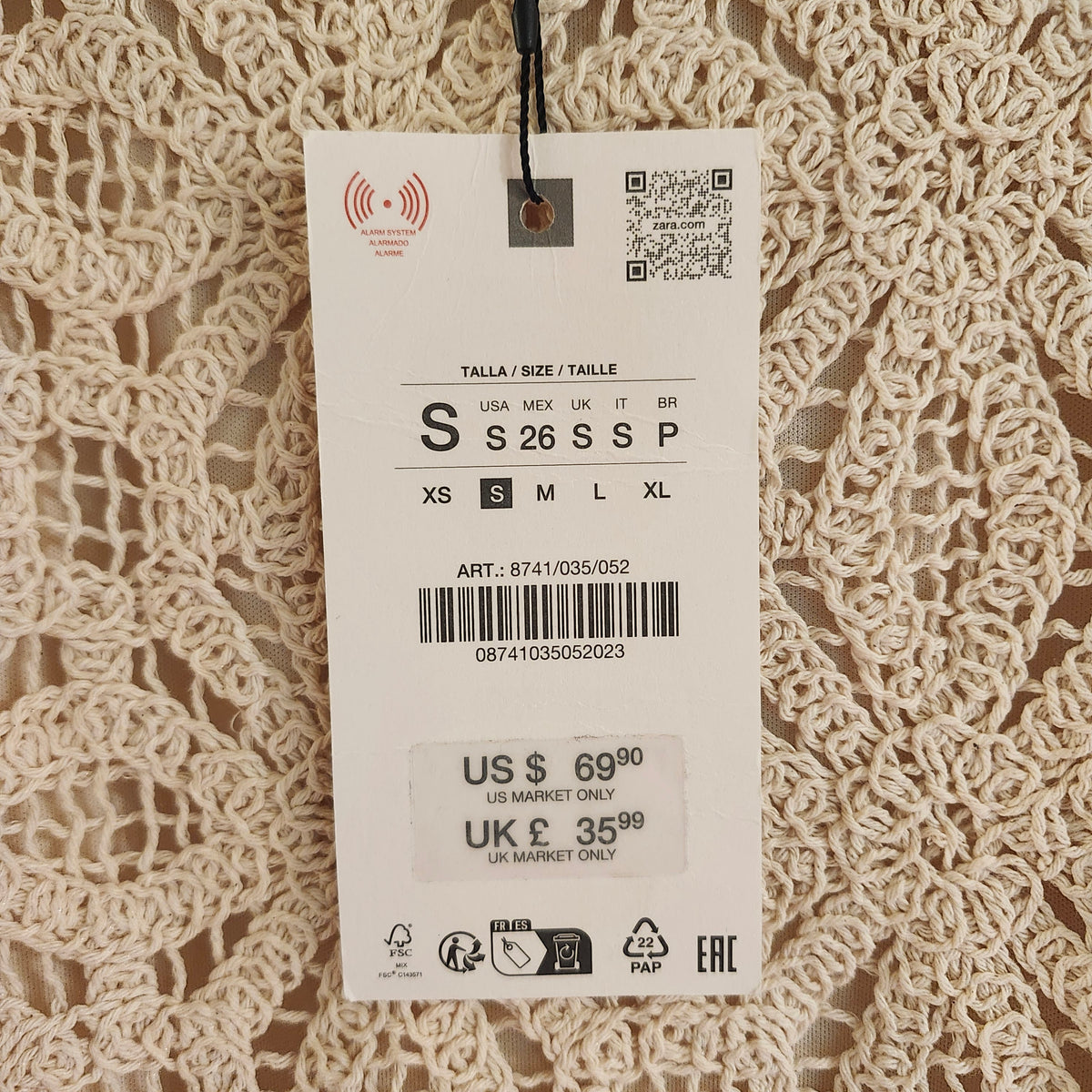 Viral Zara Fringed Crochet Boho Hippie Dress brand new with tags