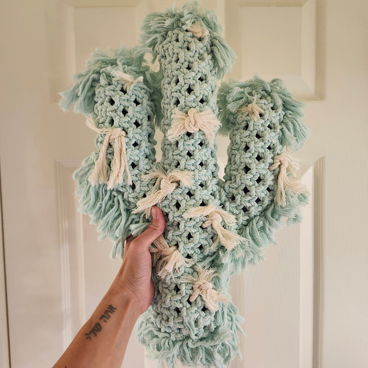 Handmade Boho Hippie Macrame Cactus Pillow